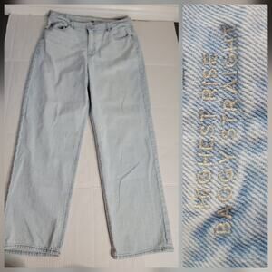 AMERICAN EAGLE Jeans SZ 16 Strigid Baggy Wide Leg Highest Rise Cross Waist Drape